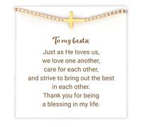 To My Bestie Crystal Band Cross Bracelet, Gold Religious Baptism Link, Christian Friendship Bracelets, Encouraging Cross Bracelet for Best Friends