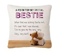 To My Bestie Throw Pillow Cover Gift,Elegant Poetry Cute Bear Cushion Cover Sweet Gift For Friends Sisters Colleague Weirdo Birthday Christmas Wedding Party Pillowcase Home Decor Decoration (BESTIE)