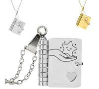 To My Bonus Daughter Book Necklace - Engraved Books Pendant Gift for Step Daughters, My Incredible Little Star Book Necklace, Openable Hummingwings book necklace for Daughter (Silver)