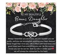 To My Bonus Daughter Bracelet from Stepmom or Stepfather, Stepdaughter Gift with Heartfelt Message Card Encouragement Jewelry, Birthday, Graduation, Christmas for Bonus Daughter Always remember you