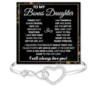 To My Bonus Daughter Bracelet, Stepdaughter Gifts From Stepmom Stepdad, Bonus Daughter Infinity Bracelet Jewelry With Message Card And Box, Christmas Valentine Birthday Gifts For Stepdaughter, Heart