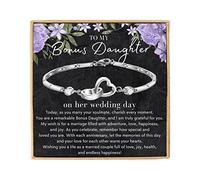 To My Bonus Daughter on Her Wedding Day Gifts From Stepmom Stepdad, Stepdaughter Bonus Daughter Bride Wedding Day Gifts Bracelet Message Card Bonus Daughter Jewelry on Her Wedding