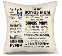 To My Bonus Mum Throw Pillow Cover Cushion Cover Birthday Gifts for Mum in Law Stepmother Best Bonus Mum Thank You Present (BONUS MUM)