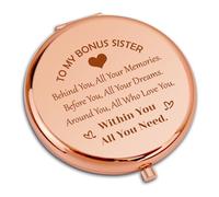 To My Bonus Sister Gifts Travel Compact Pocket Makeup Mirror Step Sister Gifts Inspirational Gifts for Bonus Sister Birthday Gifts Wedding Gifts for Sister in Law Christmas Mothers Day Graduation Gift