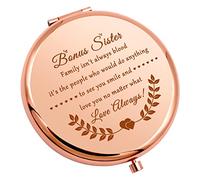 To My Bonus Sister in Law Gifts Compact Mirror Stepsister Gifts for Unbiological Sister Mother's Day Birthday Presents for Best Friend Stepsister Bsetie Bff Wedding Presents Travel Makeup Mirror