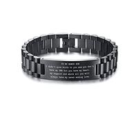 To My Bonus Son Bracelet, Mom's Gift - Stainless Steel Engraved Wristband for Birthday, Wedding, Stepson, Son-in-Law, Adoption Gifts