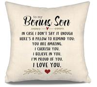 To My Bonus Son Cushion Cover In Case I Don't Say It Enough Here's A Pillow To Remind You You Are Amazing I Cherish You I Believe In You I Love You Bonus Son Reminder Birthday