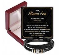 To My Bonus Son Faux Leather Bracelet from Mum Dad with Card & LED Box