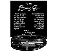 To My Bonus Son Gift from StepMom StepDad - May this Elegant Cross Bracelet bring you faith, strength, and blessings wherever you go, stepson gift from stepmom,stepson, bonus son necklace,my stepson