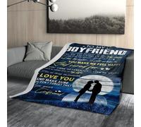 to My Boyfriend Blanket from Girlfriend Love Letter Moon Gifts Soft Cozy Personalized Flannel Throw Blankets with Star Pictures Fits Couch Sofa Bedroom Living Room for Birthday Christmas 60x50 inch