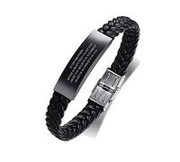 To My Brother Gift Bracelet Inspirational Message Engraved Stainless Steel With Braided Leather Bracelet For Mens Never Forget That I Love You Engraved Adjustable