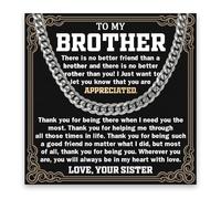 To My Brother Necklace, Brother Cuban Necklace, To My Little Brother Necklace Birthday Gifts, Brothers Necklace For Christmas, Graduation Necklaces Gifts For Brother From Sister, Stainless Steel, No