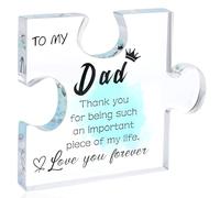 To My Dad Acrylic Plaque Puzzle Gifts - Puzzle-Shaped Desk Sign, Dad Plaque from Daughter or Son, Birthday Father’s Day Gifts
