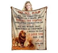 to My Dad Blanket, Son to Dad Love Language Lion Blanket,gave Dad Birthday Gift Blanket, Bed Sofa Gift Sleeping Blanket, Soft Skin-Friendly Gift Family Wool Blanket (04 Son to Dad, 60x87 in)