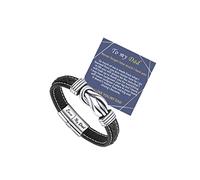 To My Dad Bracelet,Stainless Steel Leather Bracelet for Dad, Father Day Gifts for Dad From Son/Daughter