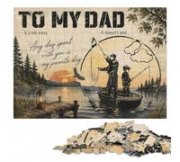 To My Dad Fishing Wooden Jigsaw Puzzle for Adults | Adult Jigsaw Puzzle - screen-free tabletop leisure at your own pace.