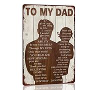 To My Dad Metal Sign Father's Day Tin Sign Vintage Home Wall Decor Signs Birthday Gift For Dad From Daughter For Kitchen Office 8x12 Inch