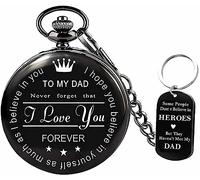 to My-Dad Pocket-Watch for Dad -Birthday Fathers Day Engraved Pocket Watch with Box for Men, D.Black 4