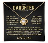 To My Daughter - A Gold/Silver Necklace She’ll Treasure Forever, Meaningful Love Knot Necklace for Women, Daughter Necklace Jewelry Gift for Birthday, Christmas, Graduation from Mom Dad (Gold)