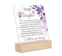 To My Daughter Acrylic Plaque - Floral Free Standing Wooden Stand Sign, Sentimental Keepsake Decoration for Daughter, Daughter Home Décor