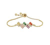 To My Daughter Adjustable Wavy Line Crystal Bracelet Colorful Zircon Bracelets For Womens Girls Real Jewelry (Gold, One Size)