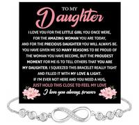 To My Daughter Bracelet Mum Dad Sentimental Message Bracelet With Elegant Box Sentimental Gift For Daughter Gift Jewellery For Baby Girl From Mother And, Infinity Bracelet, Sterling Silver, Cubic