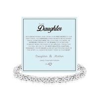 To My Daughter Bracelets from Mom Steel Bracelet for Women Adjustable Braided Chain Birthday Gifts for Women Jewelry Gift Mom Wife Girlfriend Daughter, L, Alloy Steel, no gemstone