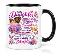 to My Daughter Coffee Mug - 11oz Ceramic Cup in White, Black Accent & Magic Reveal - Sentimental Mother & Daughter Love Quote Graphic - Heartfelt Floral Tea Cup Keepsake from Mum for Her