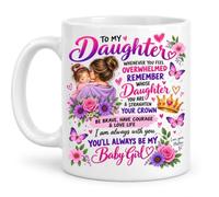 to My Daughter Coffee Mug - 11oz Ceramic Cup in White, Black Accent & Magic Reveal - Sentimental Mother & Daughter Love Quote Graphic - Heartfelt Floral Tea Cup Keepsake from Mum for Her