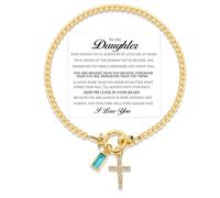 To My Daughter -Cross Faith Bracelet, Personalized Cross Charm Daughter Bracelet, daughter Bead Bracelets from Mom, for Birthday, Graduation (12)