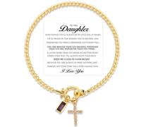 To My Daughter -Cross Faith Bracelet, Personalized Cross Charm Daughter Bracelet, daughter Bead Bracelets from Mom, for Birthday, Graduation (2)