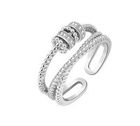 To My Daughter Fidget Ring - Adjustable Silver Spinner with Beads for Anxiety and Stress Relief - Women and Girls Jewelry