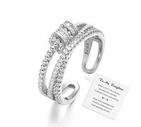 To My Daughter Fidget Ring for Anxiety, Adujustable Open Anxiety Ring, Bead Spinner Ring for Daughter, Fidget Ring for Women Men, Daughter Gift from Mom Inspirational Ring, copper, No Gemstone