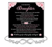 To My Daughter - Forever Connected Infinity Bracelet from Dad with Loving Message in Elegant Gift Box, Meaningful Gift for Daughter on Birthday, Christmas or Wedding, Cubic Zirconia Jewelry, Infinity