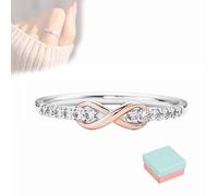 To My Daughter Forever Infinity Ring- S925 Sterling Silver Pink Diamond Ring, Infinity Ring for Mother and Daughter Forever Linked Together, Gift for Her- Birthday Gift - Pink Diamond Ring (Silver,7)