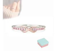 To My Daughter Forever Infinity Ring- S925 Sterling Silver Pink Diamond Ring, Infinity Ring for Mother and Daughter Forever Linked Together, Gift for Her- Birthday Gift - Pink Diamond Ring (Pink,10)