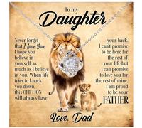 To My Daughter From Dad Old Lion Father To Daughter Necklace Daughter Necklace from Dad Daughter Necklace from Dad Gift to My Daughter Necklace Father Daughter Necklace Cubic Zirconia, Cubic Zirconia,
