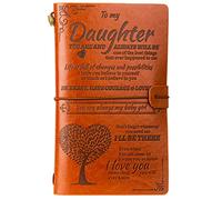 To My Daughter Gift Leather Journal Notebook from Mom or Dad, 140 Pages Writing Journal for Girl Birthday, Graduation, Thanksgiving, Christmas Gifts (Brown)