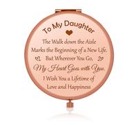 To My Daughter Gifts Compact Pocket Makeup Mirror for Daughter Daughter Gift from Mother Father Graduation Gifts for Daughters to My Girl Inspirational Gift Travel Makeup Mirror Birthday Gift