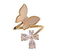 to My Daughter Gold Butterfly Rhinestone Ring Adjustable Gold Wavy Ring Minimalist Ring Gift for Her Forefinger Rings for Women (Gold, One Size)