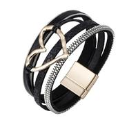 To My Daughter Heart Bracelet Bohemian Layer Leather Bracelets For Women Men Christmas Birthday Color Rope Woven Mens Running Watch (Black, One Size)