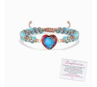 To My Daughter-In-Law, I Will Forever Love You Jasper Heart Bracelet. Adjustable Double Winding Beading Hand Braided Bracelet, Classic Natural Jasper Bracelet, Daughter Bracelets from Mom (Blue)