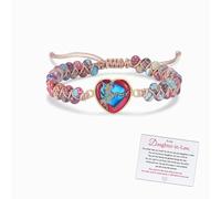 To My Daughter-In-Law, I Will Forever Love You Jasper Heart Bracelet. Adjustable Double Winding Beading Hand Braided Bracelet, Classic Natural Jasper Bracelet, Daughter Bracelets from Mom (Red)
