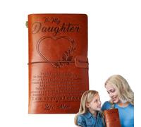 To My Daughter Journal, Leather Writing Notebook Teens, 7.8x4.7x7.1 In Vintage Travel Diary with Thick Pages, Refillable Mom Dad Gift Pad, Engraved Cover Design, Memory Keeper for Graduation Birthday