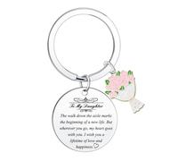 To My Daughter Keyring for Daughter Wedding Day Gifts from Mum Dad Wedding Bridal Shower Engagement Gift for Bride Daughters Present Bride To Be Gifts