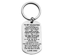 to My Daughter Keyring Girls Gifts from Dad Inspirational Gift to My Daughter Keychain Daughter Encourage Key Chain from Daddy To My Daughter Graduation Birthday Present for Her Adult Ceremony Gift