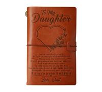 To My Daughter Leather Journal Daughter Leather Notebook From Dad A6 Travel Journals Personalised Diary Notebook Vintage L-eather Bound with 100 Pages for Graduation, Back to School, Christmas