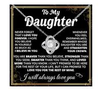 To My Daughter Necklace From Dad, Lion Love Knot Necklace For Daughter, Father Daughter Necklace, Christmas For Daughter From Dad, 14k White Gold Finish, Cubic Zirconia
