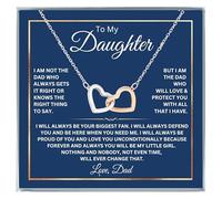 To My Daughter Necklace From Dad With Heartfelt Message, Daughter Birthday Present From Dad, Jewelry Gifts For Graduation for Her From Mom or Daddy, 14K Pendant, 1, Stainless Steel, Cubic Zirconia