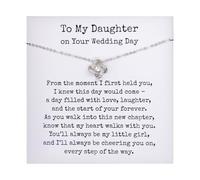 To My Daughter on Your Wedding Day Necklace, Present for Bride from Mum or Dad - Sterling Silver Personalised Gift With A Custom Message Card (Luxury Wooden LED Gift Box, Silver Tree of Life)